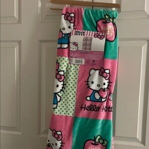 Hello Kitty green apple heart silk throw blanket